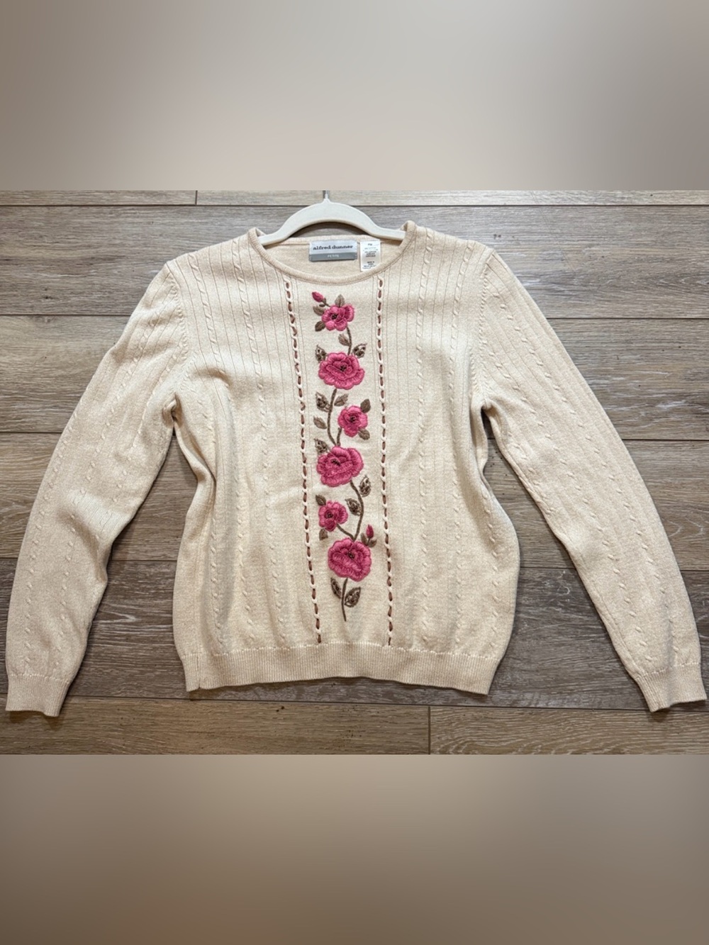Alfred Dunner floral cream dainty Grandmacore sweater medium petite